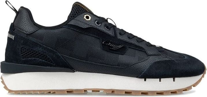 Cruyff Cruyff Melior Sneaker Teknit Tumbled Leather Black/Gold Zwart