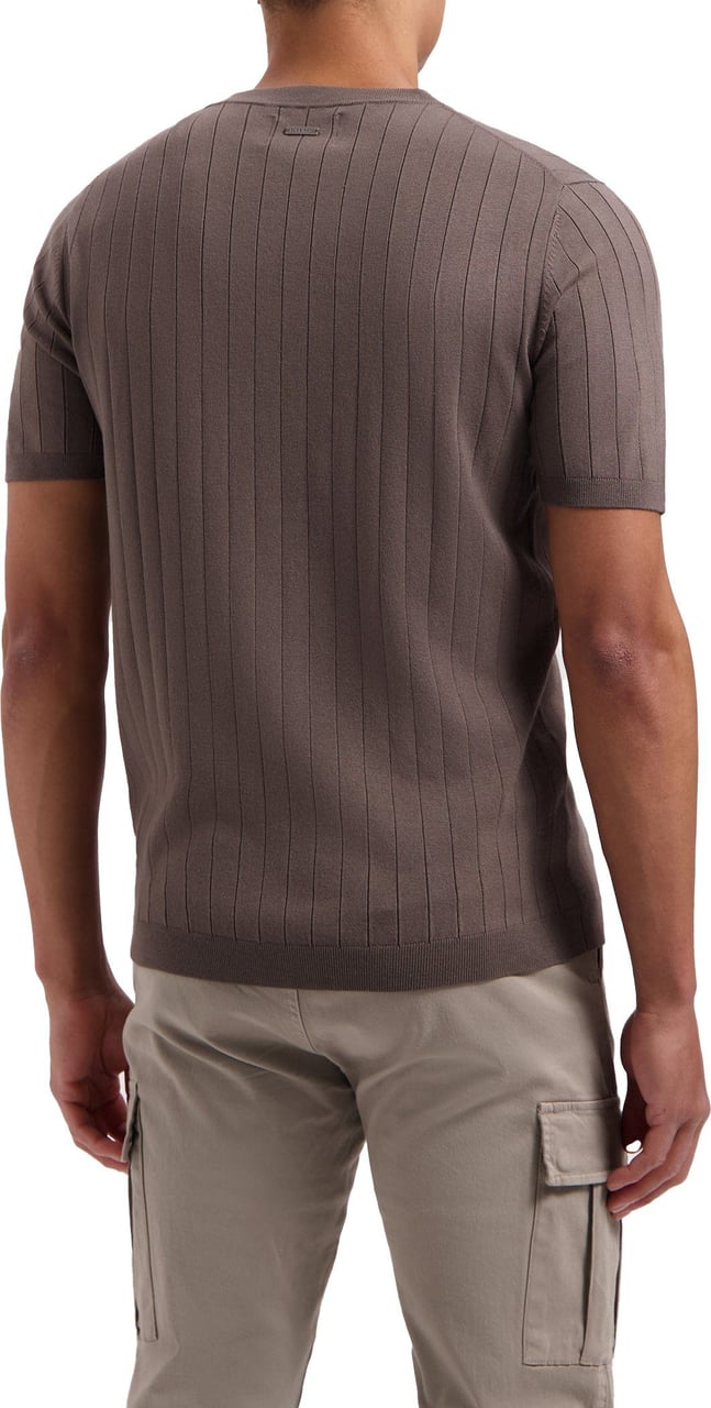 Pure Path Vertical Striped Knitwear T-shirt Bruin