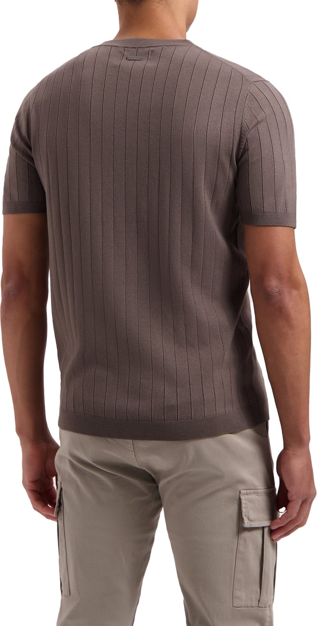 Pure Path Vertical Striped Knitwear T-shirt Bruin