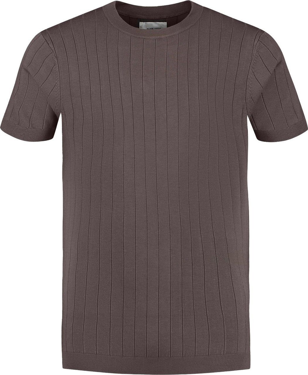 Pure Path Vertical Striped Knitwear T-shirt Bruin