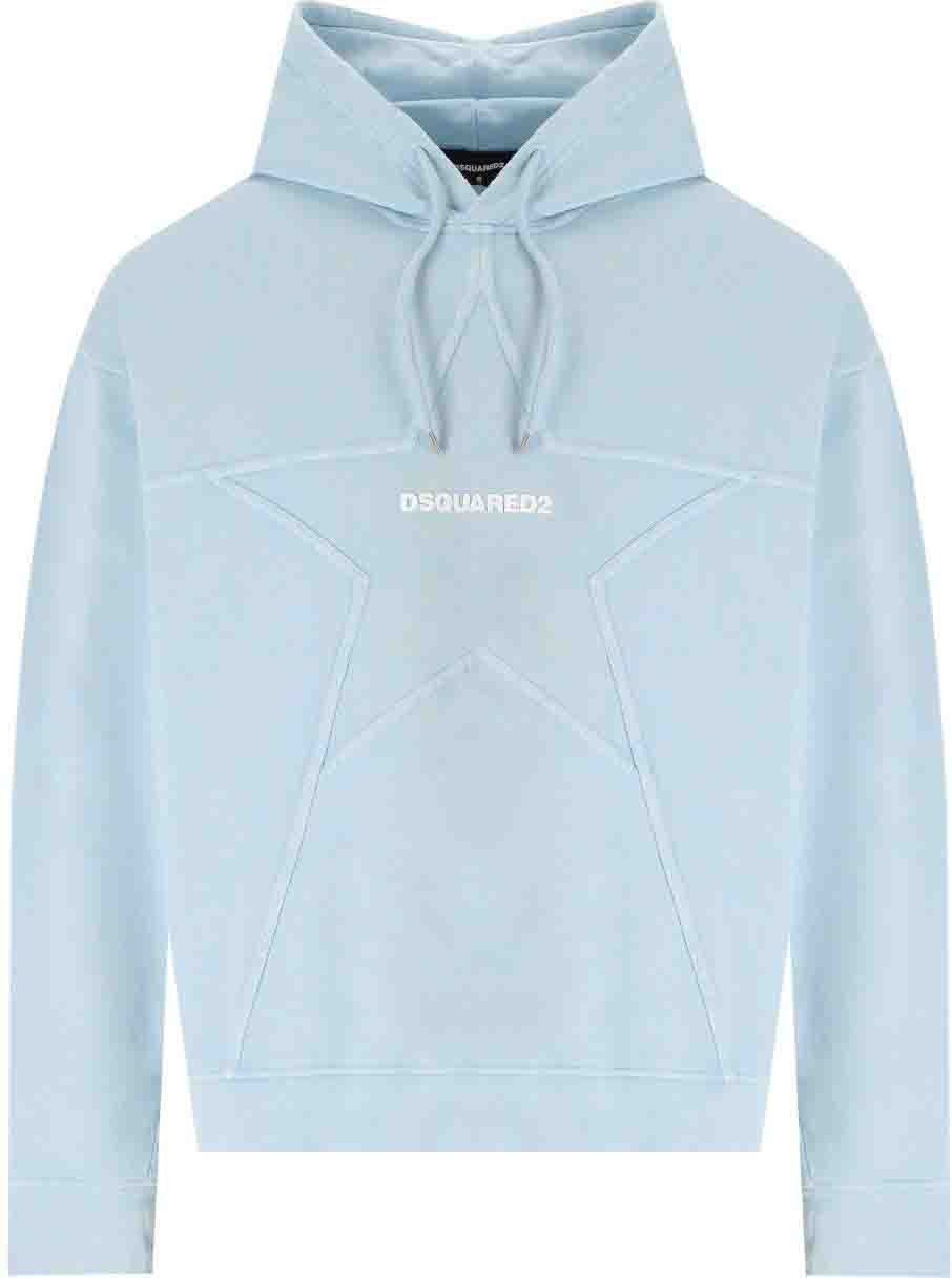 Dsquared2 Relaxed Fit Light Blue Hoodie Blue Blauw
