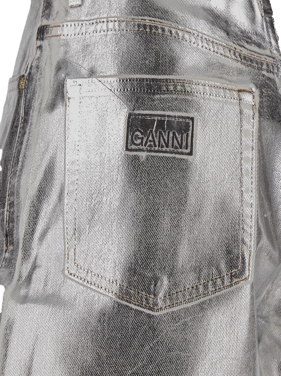 Ganni Metallic Jeans Zilver