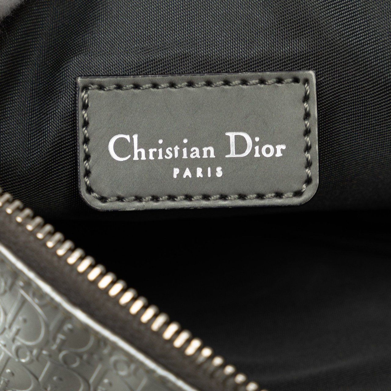 Dior Mini Embossed Micro Oblique Saddle Zilver