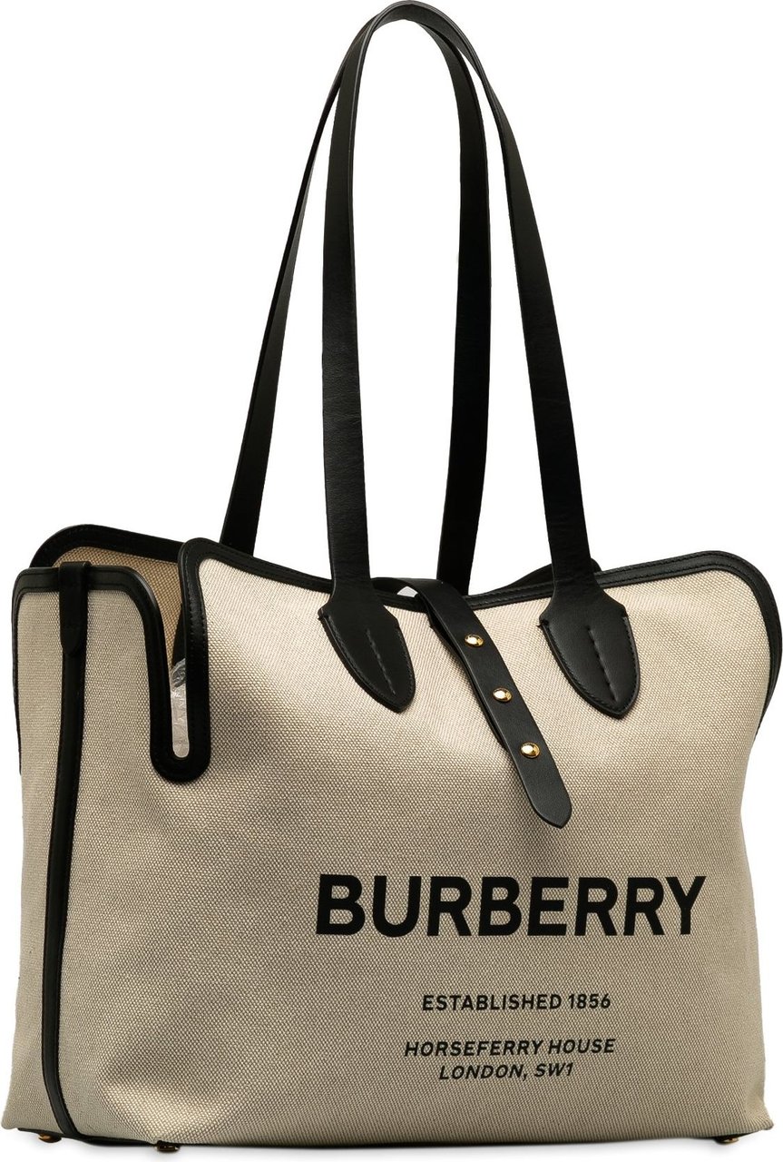 Burberry Soft Belt Canvas Tote Bag Bruin