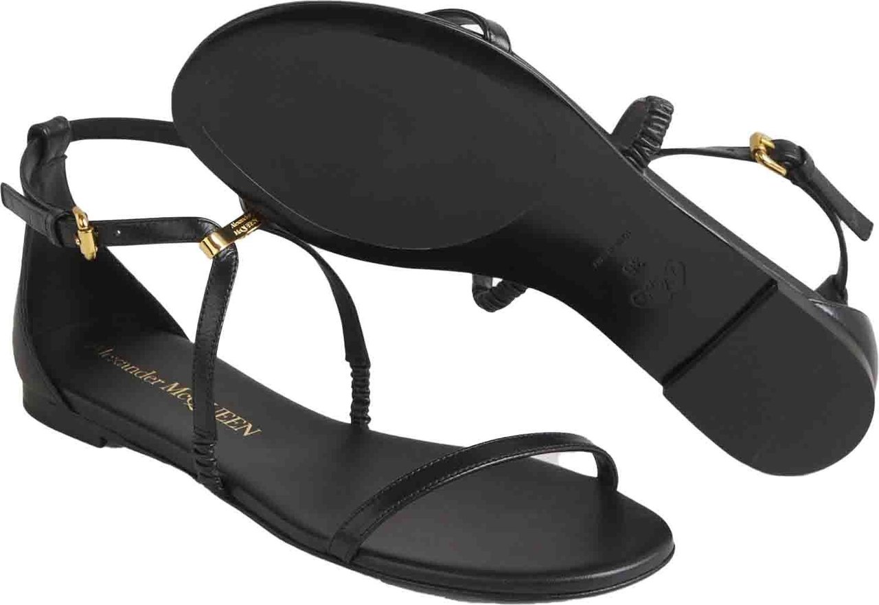 Alexander McQueen Faun Lux Sandals Zwart