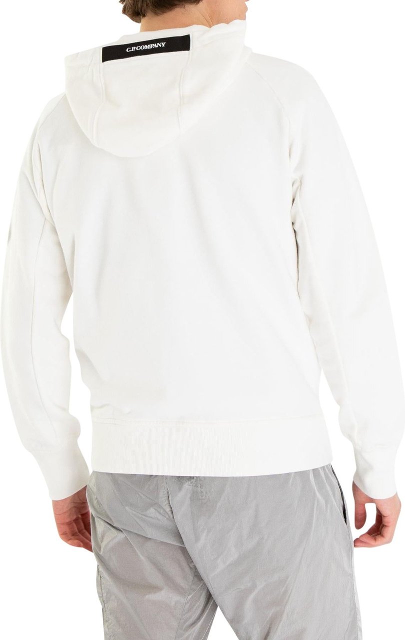 CP Company Heren Zip Up Hooded Sweater Wit Wit