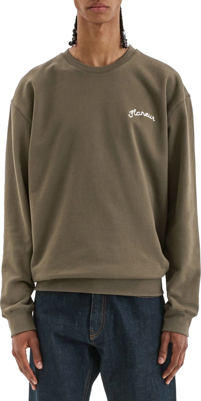 FLÂNEUR Signature Sweater Khaki Groen