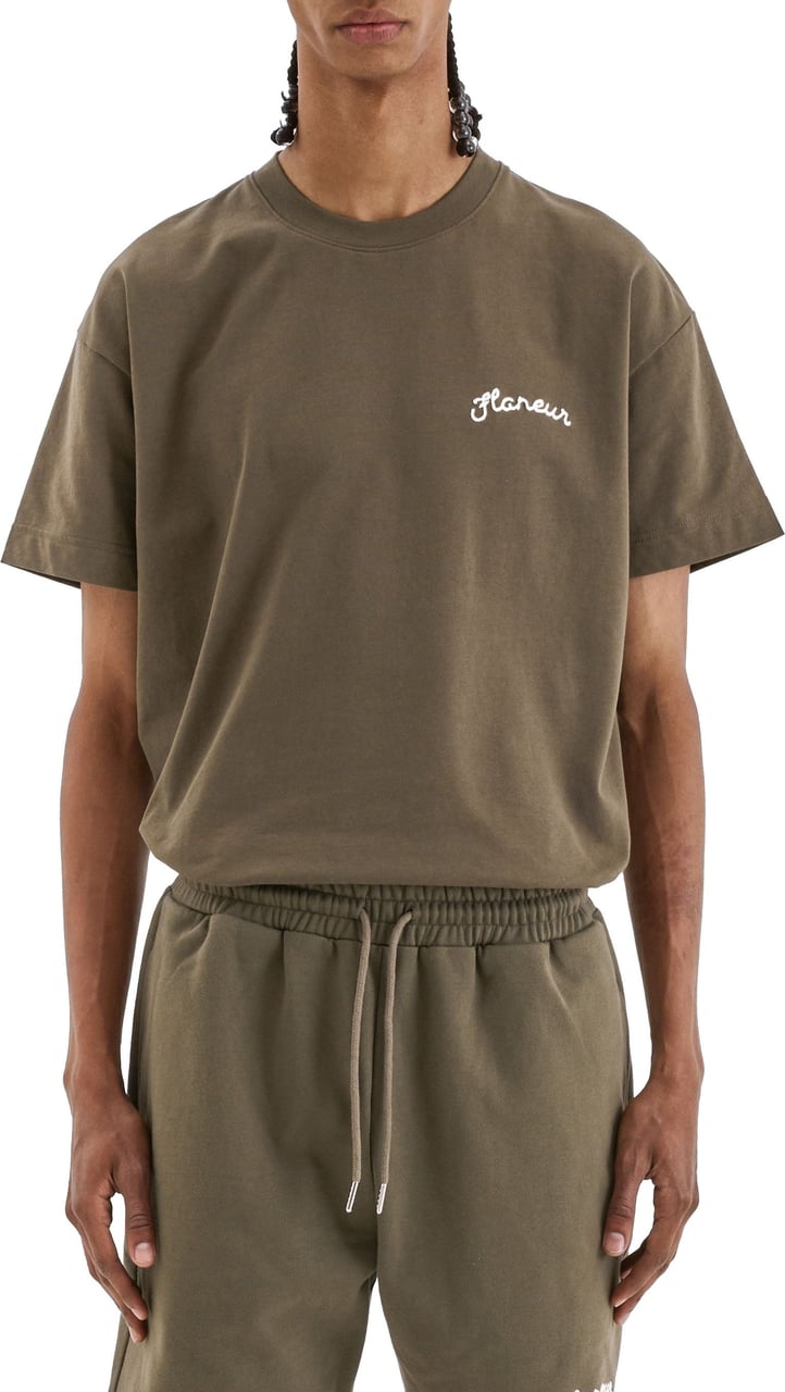 FLÂNEUR Signature T-Shirt Khaki Groen