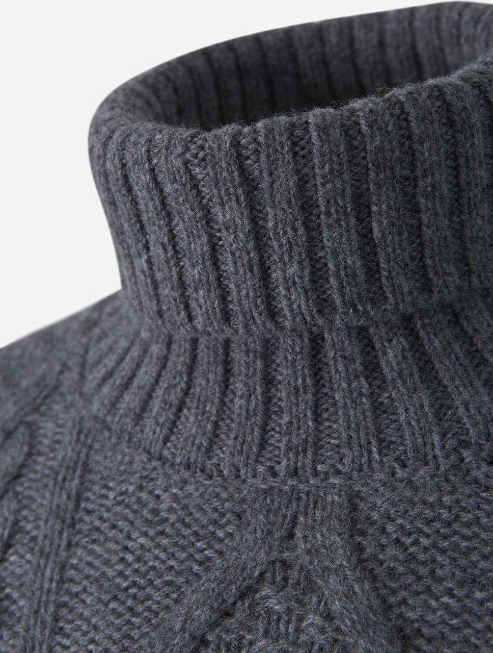 Gran Sasso Cable Knit Sweater Grijs