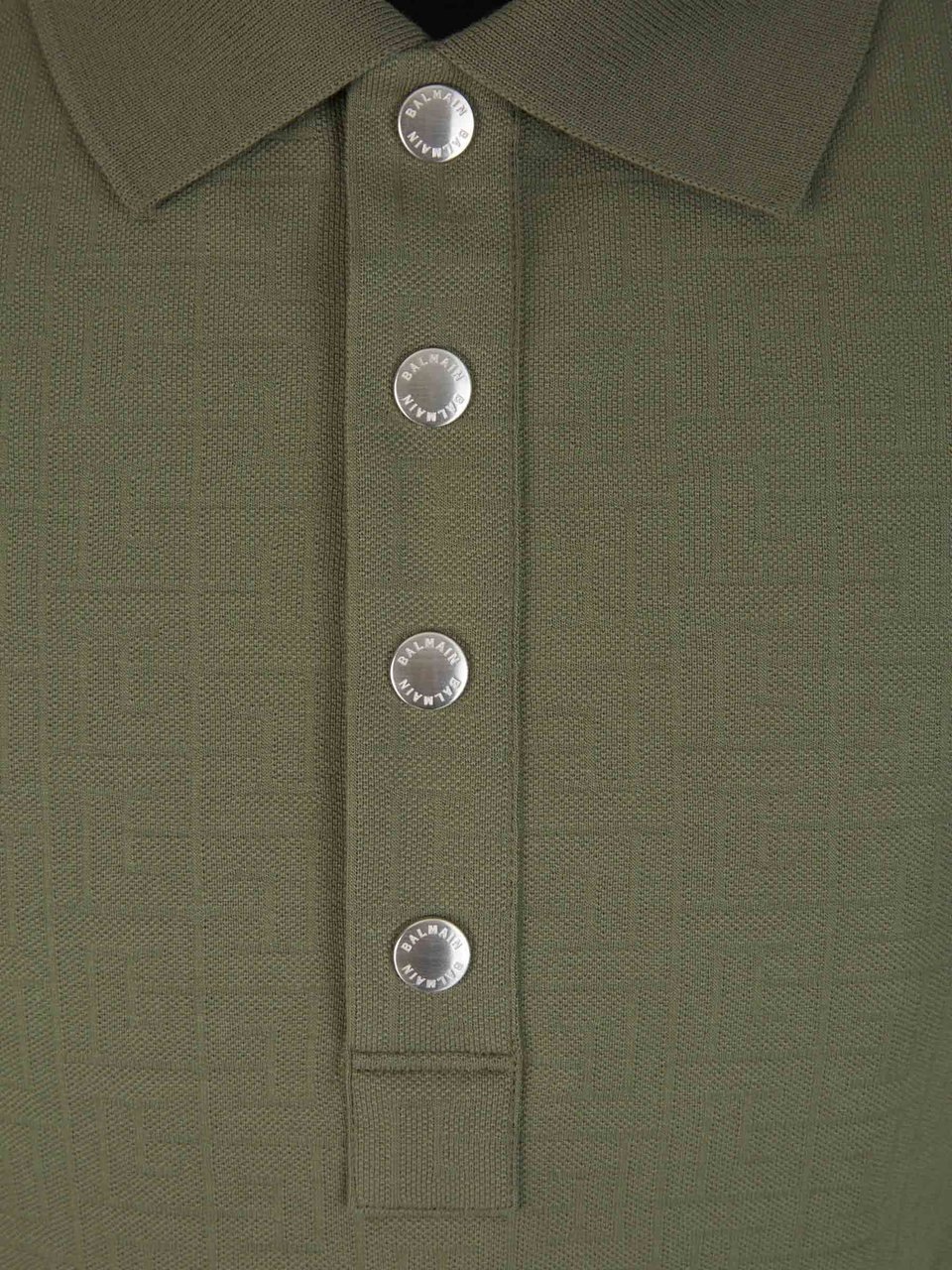 Balmain Jacquard Cotton Polo Groen
