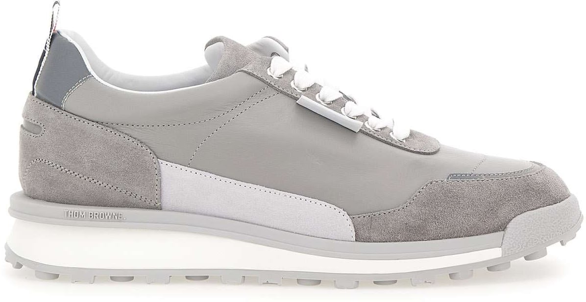 Thom Browne Thom Browne Grey leather and suede Alumni sneakers Grijs