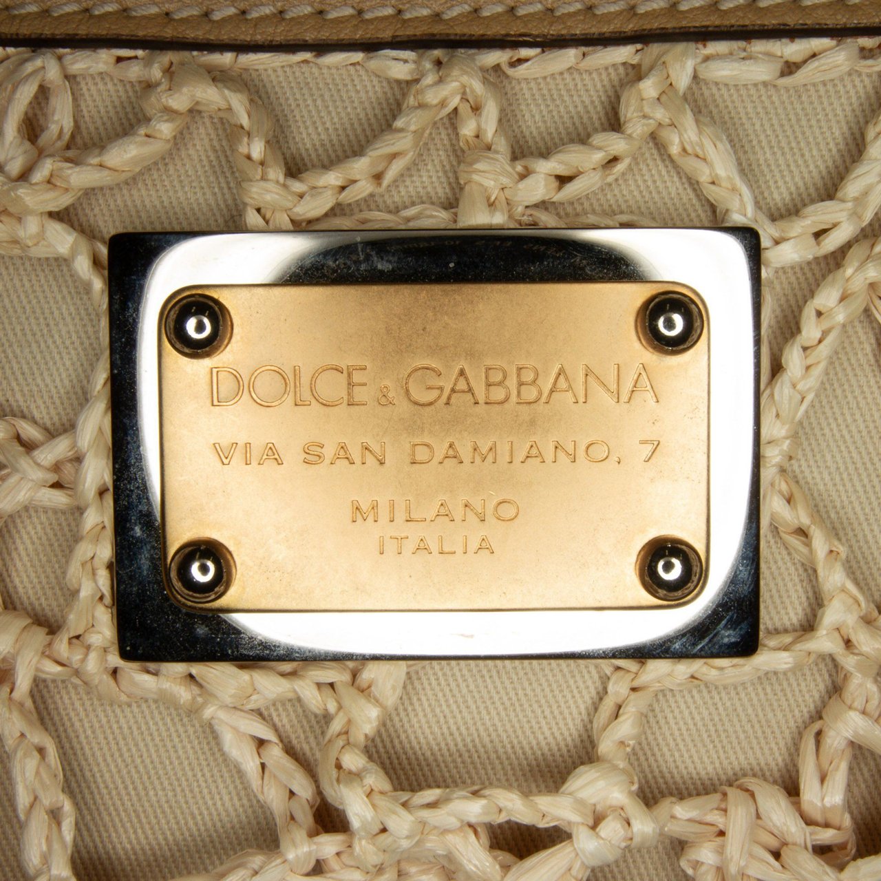 Dolce & Gabbana Crochet Raffia Sicily Satchel Bruin
