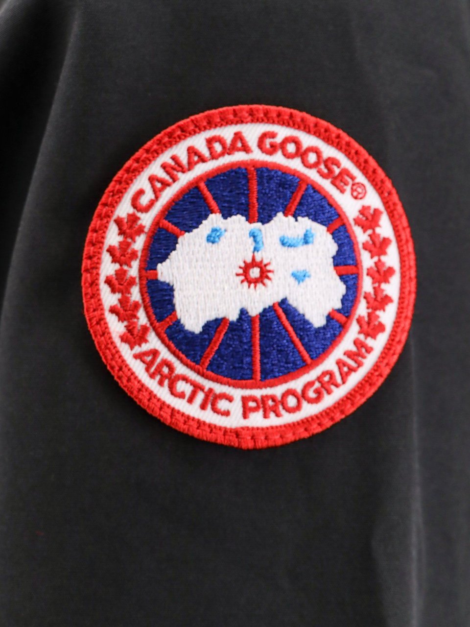 Canada Goose Cotton blend jacket with logo patch Zwart