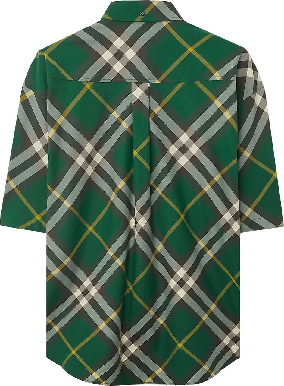 Burberry Cotton shirt with check motif Groen