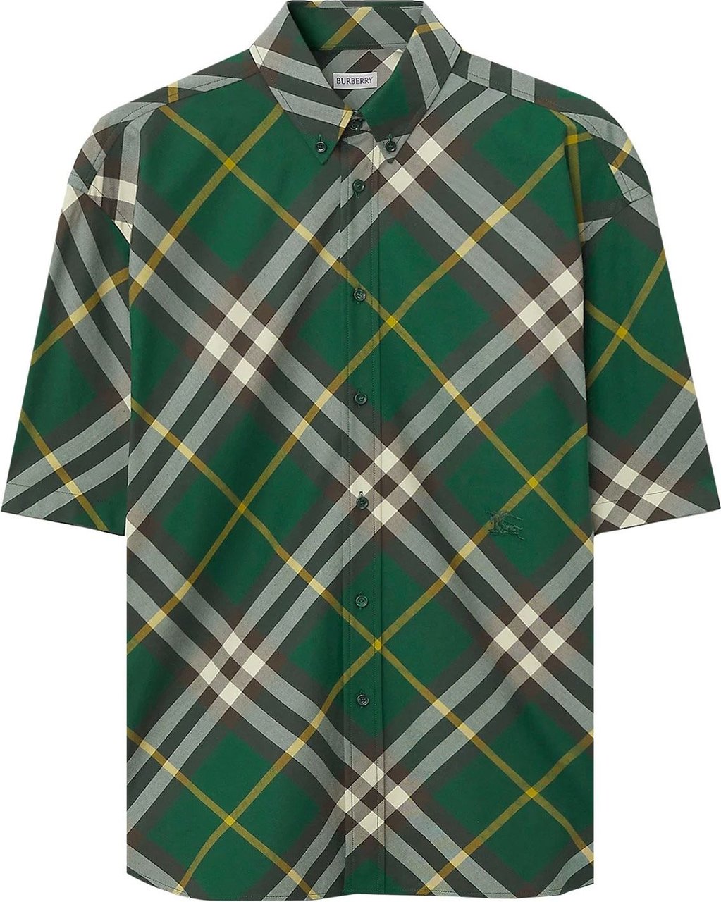 Burberry Cotton shirt with check motif Groen