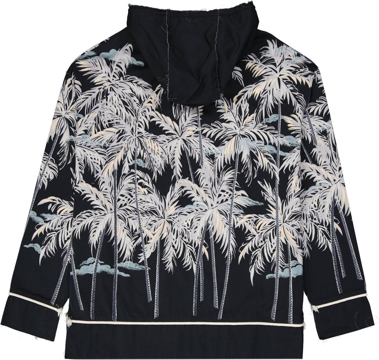 Palm Angels Palm Angels Hooded Printed Shirt Zwart