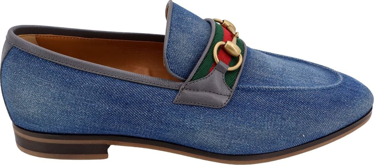 Gucci Denim loafer with iconic frontal Horsebit Blauw