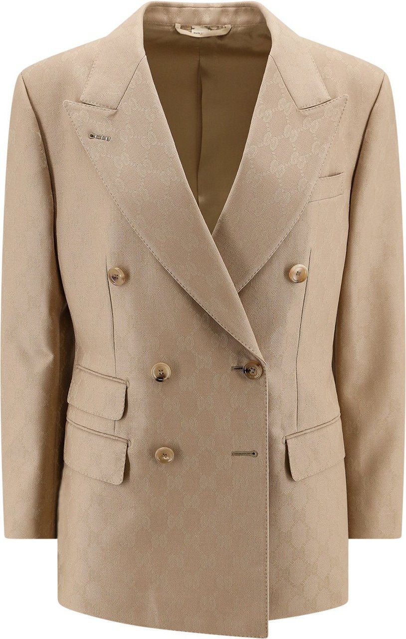 Gucci Jacquard wool blazer with GG motif Beige