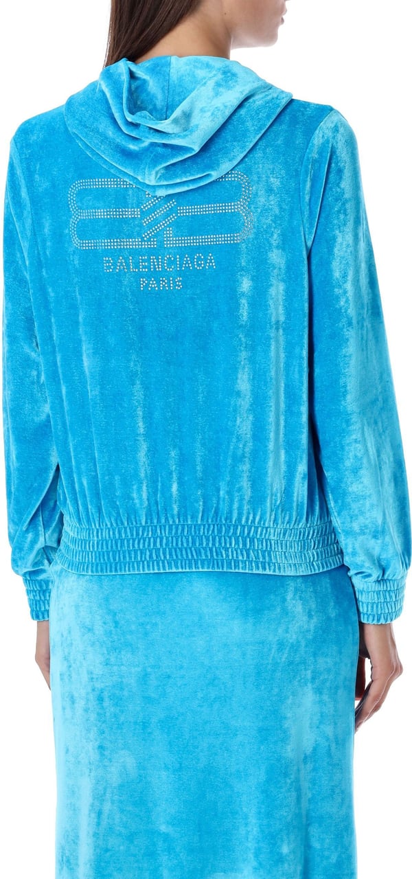 Balenciaga Paris strass zip-up hoodie fitted Blauw
