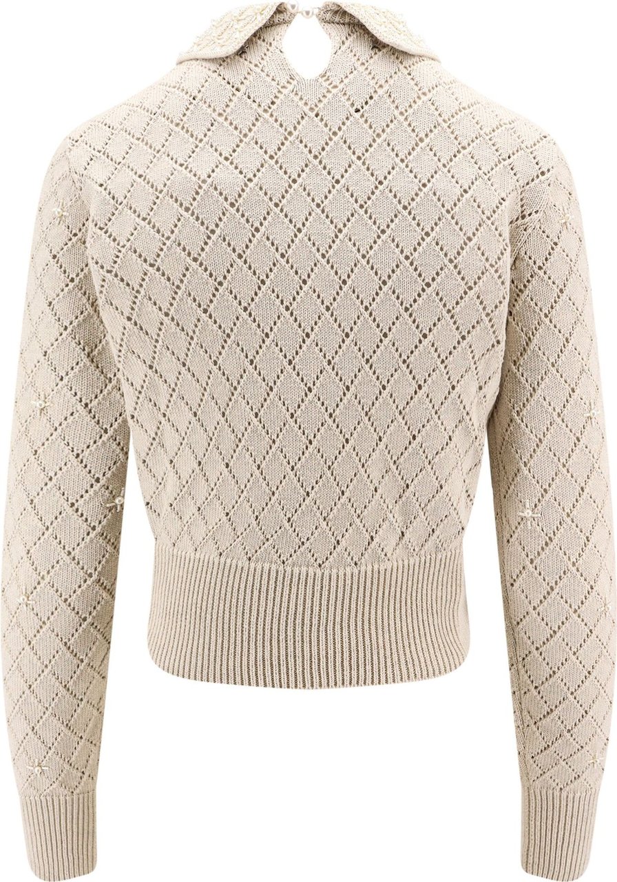 Golden Goose Cotton sweater with pearls detail Beige