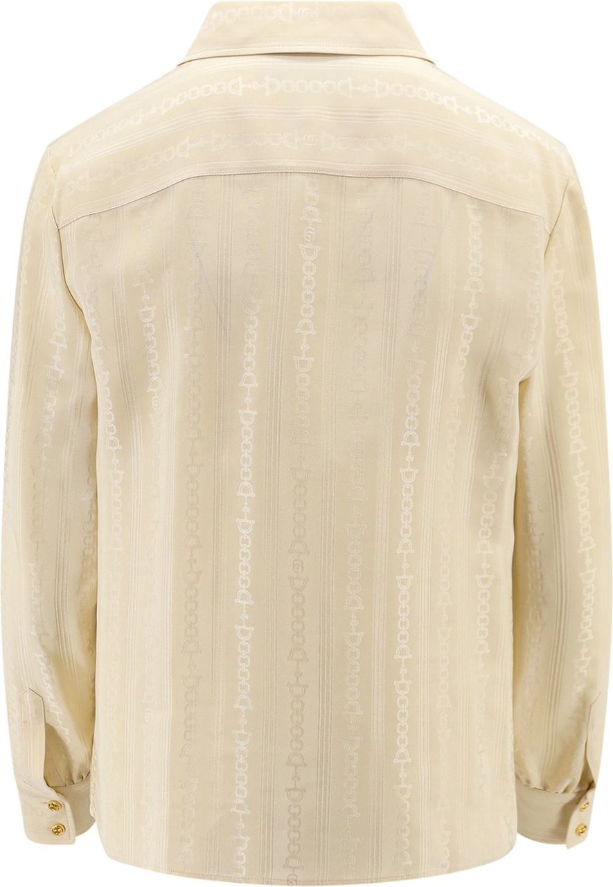 Gucci Silk shirt with iconic motif Beige