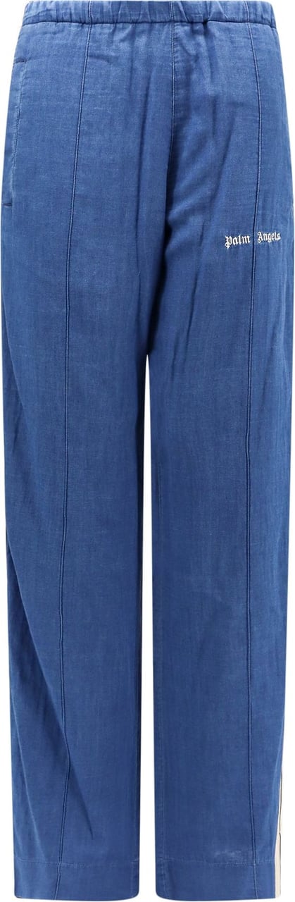 Palm Angels Cotton trouser with embroidered logo Blauw