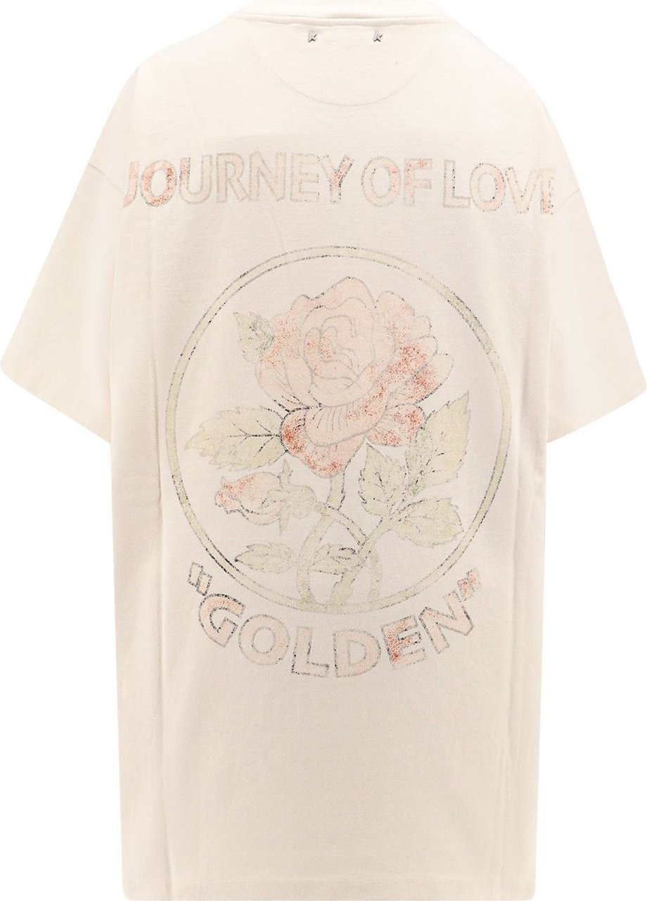 Golden Goose Cotton T-shirt/dress with multicolor embroidery and print Wit