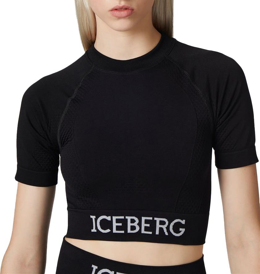 Iceberg Crop top with logo Zwart