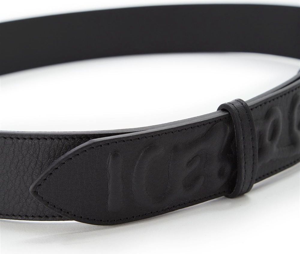 Iceberg Leather belt with buckle and logo Zwart