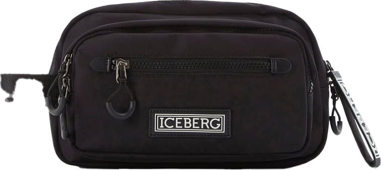 Iceberg Clutch bag with logo Zwart