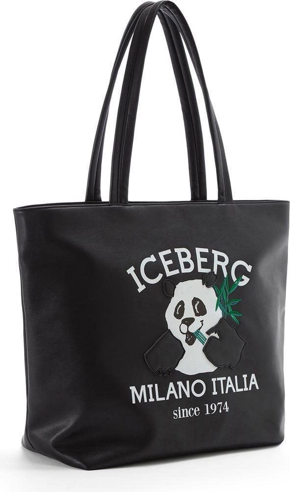 Iceberg Shopper with logo and Panda Zwart