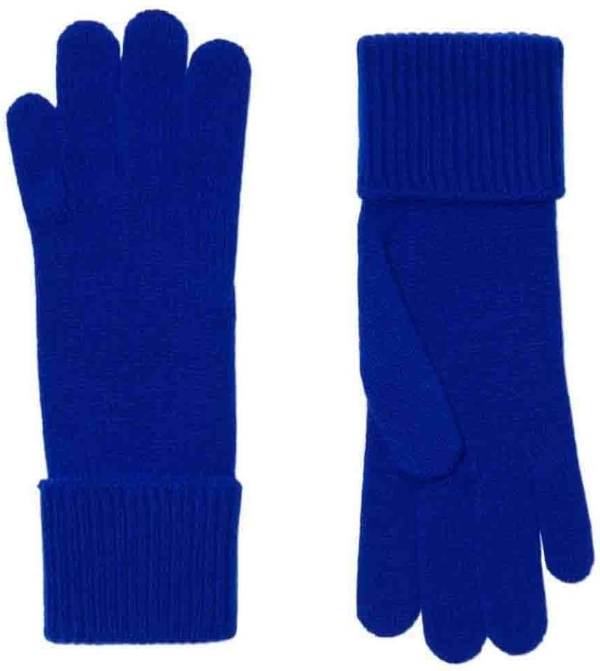 Burberry Ekb Logo Embroidered Cashmere Gloves Blauw