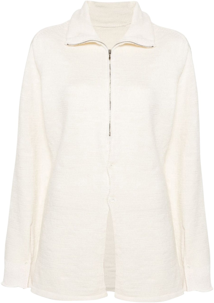 Maison Margiela Turtleneck Cardigan - Cream White Wit