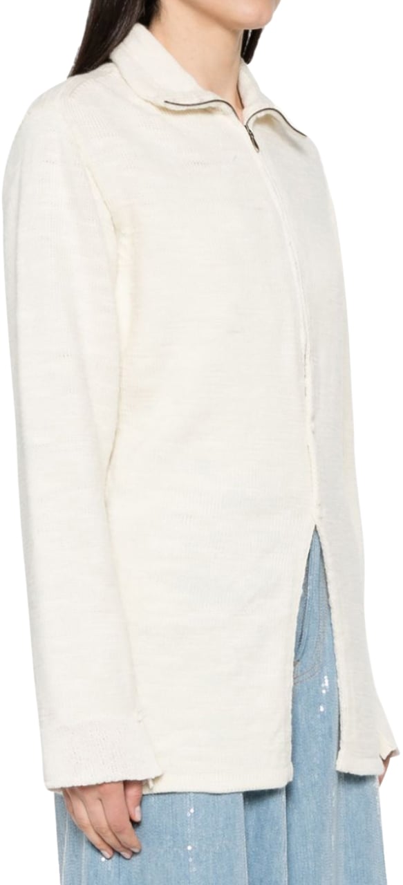 Maison Margiela Turtleneck Cardigan - Cream White Wit