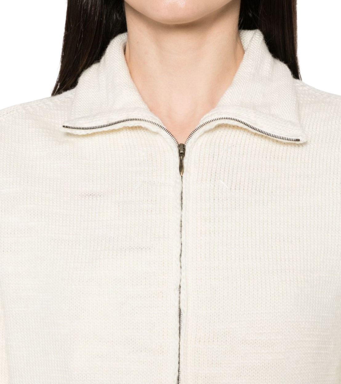 Maison Margiela Turtleneck Cardigan - Cream White Wit