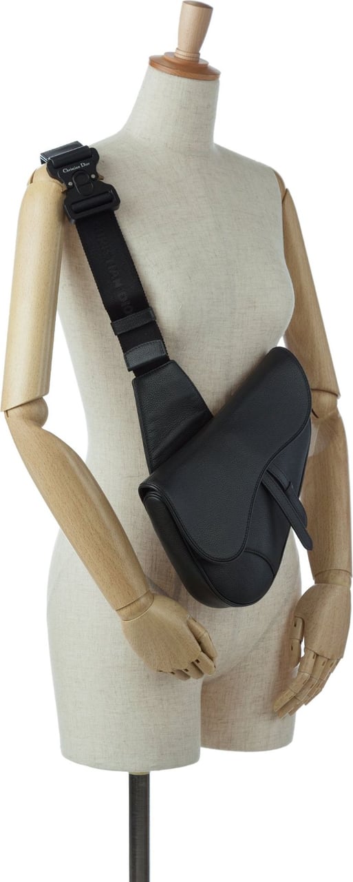 Dior Leather Saddle Crossbody Bag Zwart