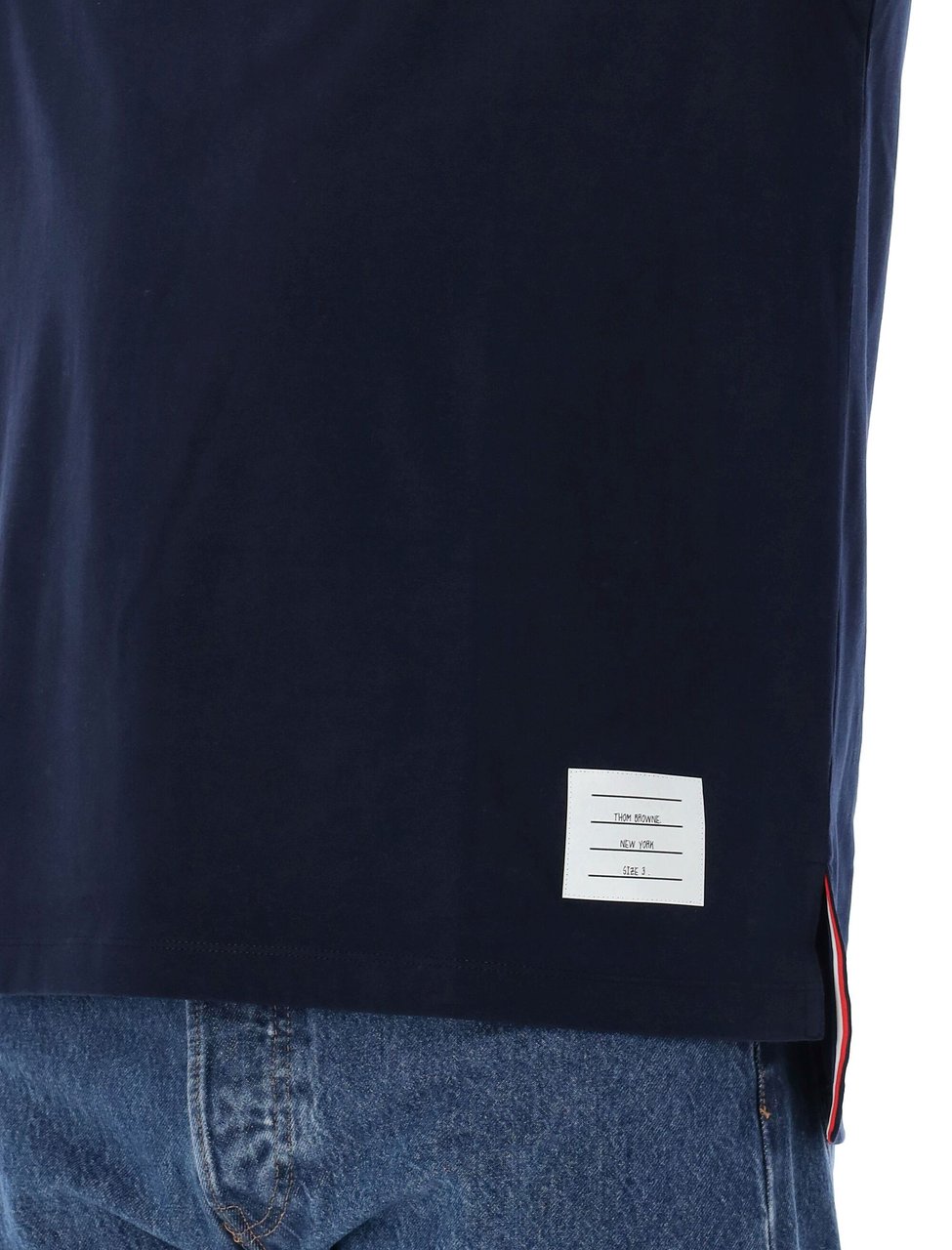 Thom Browne RELAXED FIT SS TEE W/ SIDE SLIT IN MEDIU Blauw