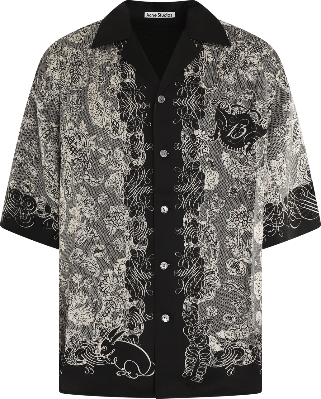 Acne Studios Heren Print Button-up Shirt Zwart
