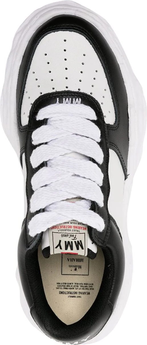 Maison Mihara Yasuhiro Wayne Original Sole Cow Leather Low Top Sneaker Black/white Wit