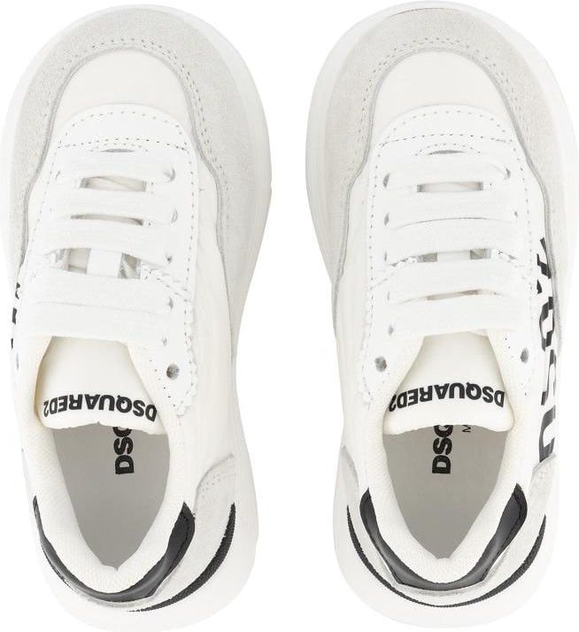 Dsquared2 Logo Leather & Tech Running Sneakers Low Lace Up Wit
