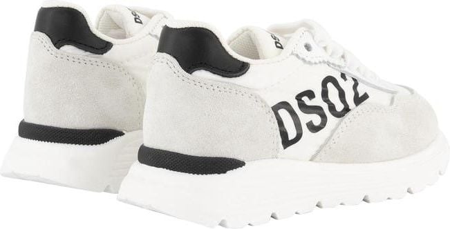 Dsquared2 Logo Leather & Tech Running Sneakers Low Lace Up Wit