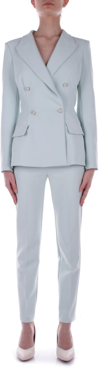 Elisabetta Franchi Blazer in Crêpe con Taglio in Vita Blauw