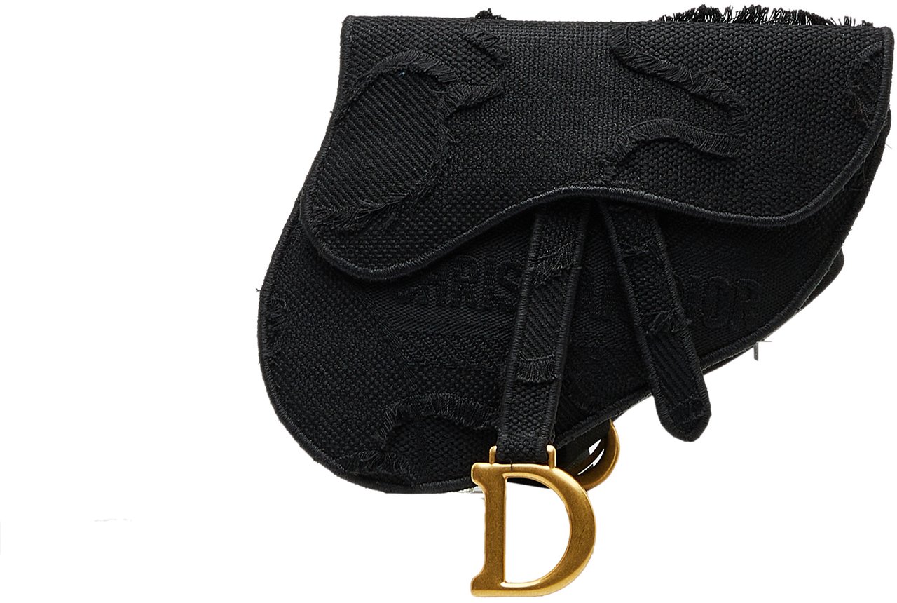 Dior Embroidered Canvas Camouflage Saddle Belt Bag Zwart