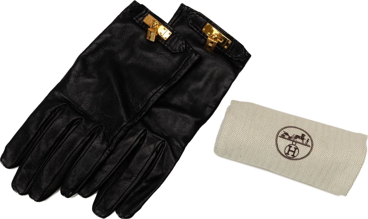 Hermès Soya Kelly Lock Gloves Zwart
