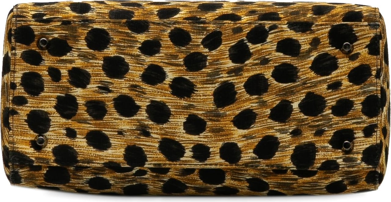 Dior Medium Leopard Print Nylon Lady Dior Bruin