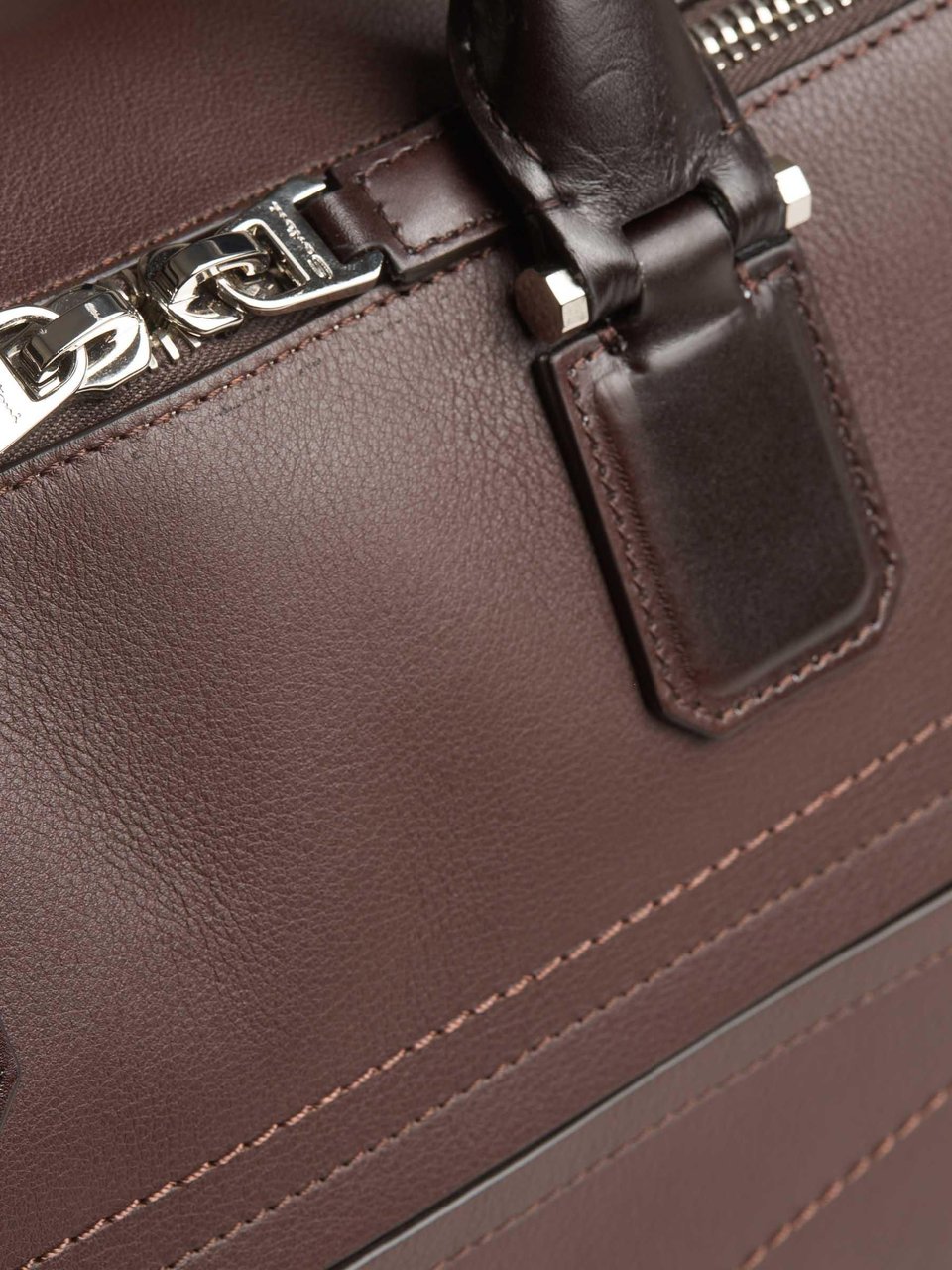 Santoni Leather Briefcase Bag Bruin