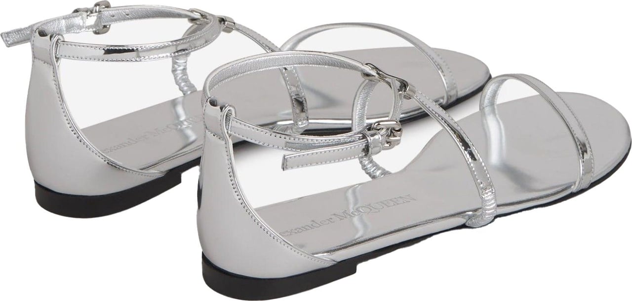 Alexander McQueen Silver Strappy Sandals Zilver