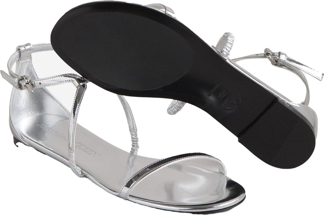 Alexander McQueen Silver Strappy Sandals Zilver