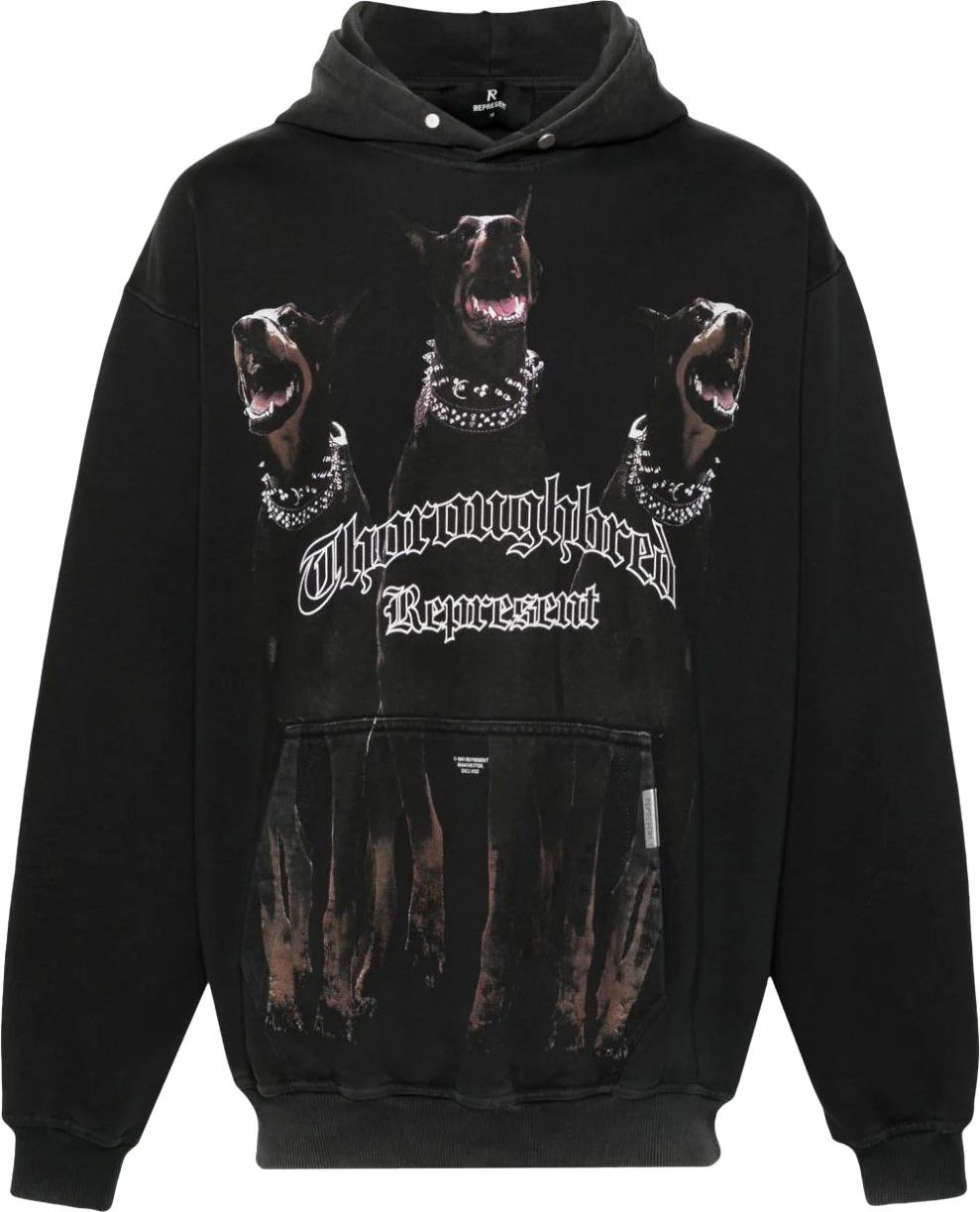 Represent thoroughbred hoodie black Zwart