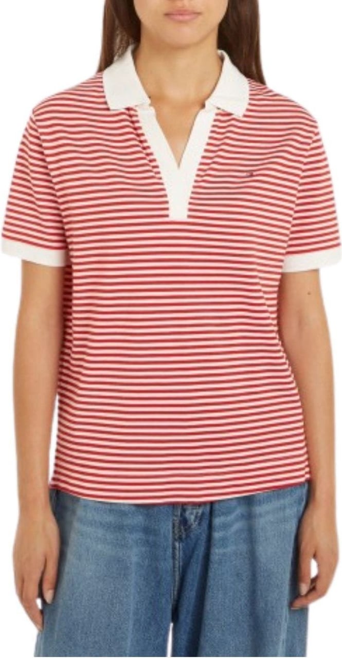 Tommy Hilfiger Polo Donna a righe orizzontali Rood